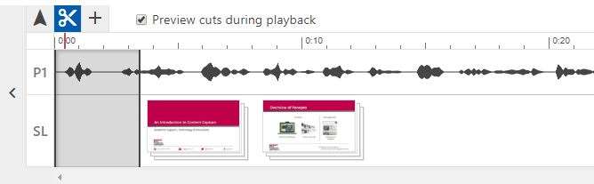 Making a selection in the editor timeline