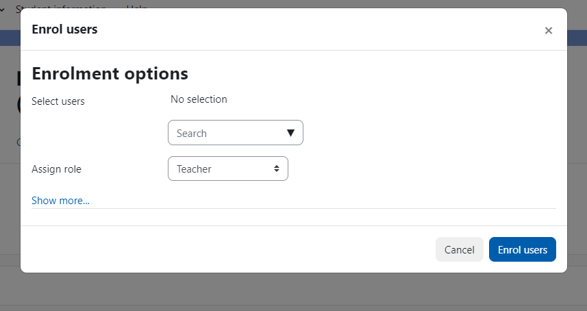 The enrolments options box