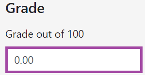 Screenshot of the 'Grade' setting (highlighted) in the Grading window of a student submission.