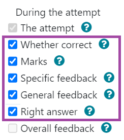 Screenshot of the listed options (highlighted) under the ‘During the attempt’ column.