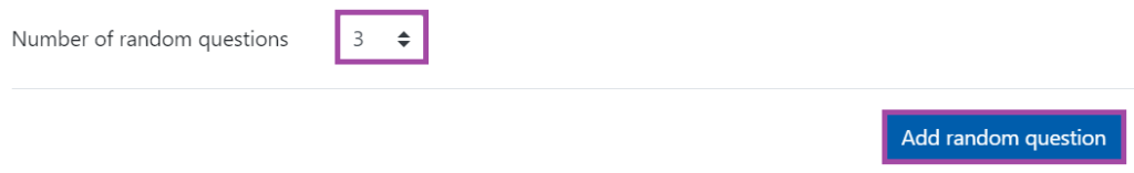 Screenshot of the display of the number of questions setting (highlighted) in a Moodle quiz.