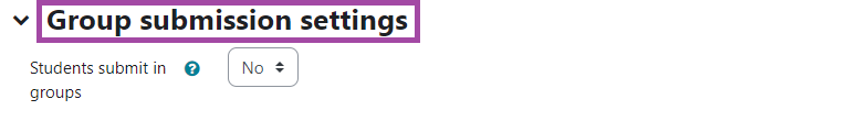 Screenshot of the 'Group Submission Settings' of an 'Assignment' activity