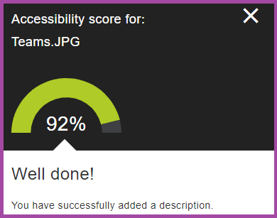 Screenshot of an updated dial in Ally, now displayed in green with the text 'You have successfully added a description'.