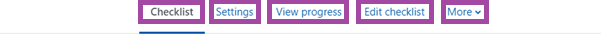 Screenshot of checklist activity headings in DLE.