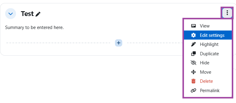 Screenshot of the ‘Edit settings’ option (highlighted) within the three-dot button.