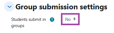Screenshot of the ‘Group submission settings’ section (highlighted) within a submission point.