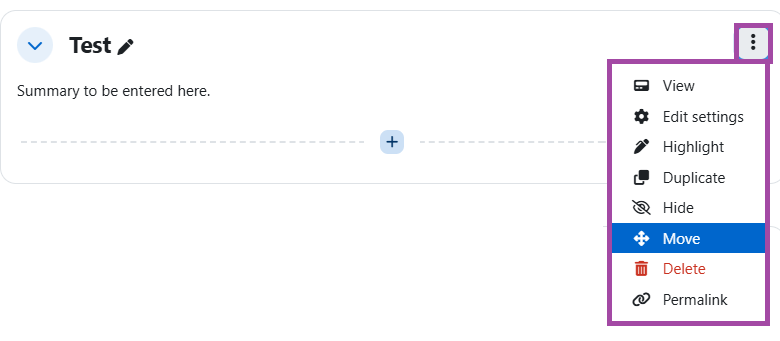 Screenshot of the ‘Move’ option (highlighted) within the three-dot button. 