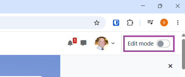 Screenshot of the DLE with ‘Edit mode’ highlighted