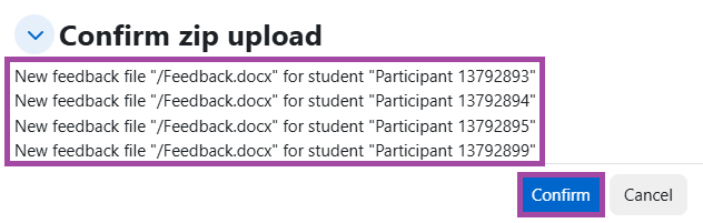 Screenshot of the new feedback files being uploaded (highlighted).