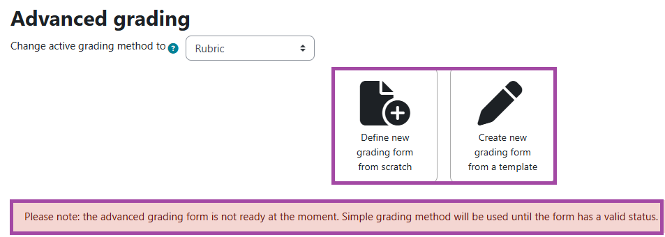 Screenshot of the advanced grading form (highlighted).