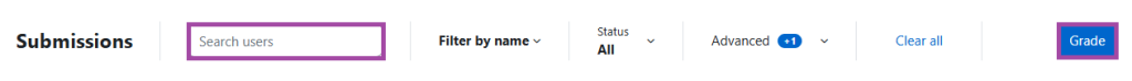 Screenshot of the search box and ‘Grade’ button (highlighted).