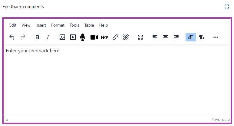 Screenshot of the ‘Feedback files’ setting (highlighted).
