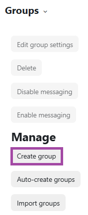 Screenshot of the ‘Create group’ button (highlighted).