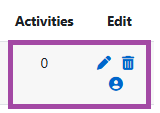Screenshot of the ‘Activities’ and ‘Edit’ columns (highlighted).