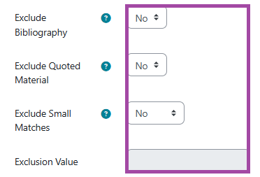 Screenshot of ‘Exclude Bibliography’, highlighting, No.