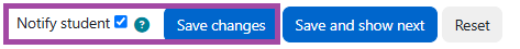 Screenshot of the notify student checkbox ticked along with the save changes button.
