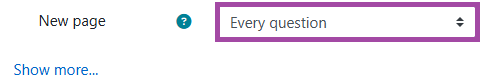 Screenshot of the ‘Layout’ section (highlighted) within a DLE quiz settings.