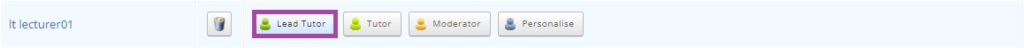 Screenshot of the role types (highlighted: ‘Lead Tutor’) of a PebblePad (ATLAS) workspace.