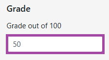 Screenshot of the ‘Grade’ setting (highlighted).