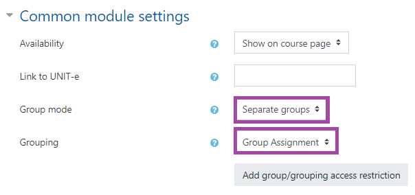 moodle assignment groups