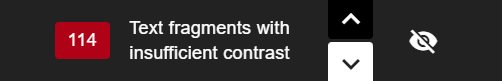 Screenshot of Ally report. Words ‘Text fragments with insufficient contrast.  