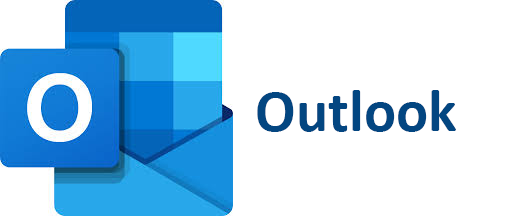 Demo Outlook icon. Dark blue. Words Outlook. 