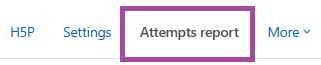 Screenshot of the ‘Attempts report’ menu (highlighted).