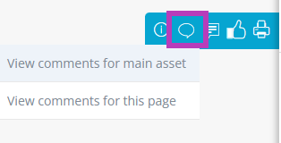 Screenshot of Comment icon and pop up.