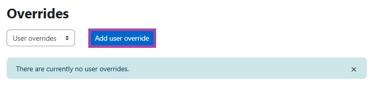 Screenshot of the ‘Add user override’ button (highlighted).