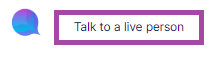Screenshot of the display of the option (highlighted) to speak with a live person in the Wave Chatbot.
