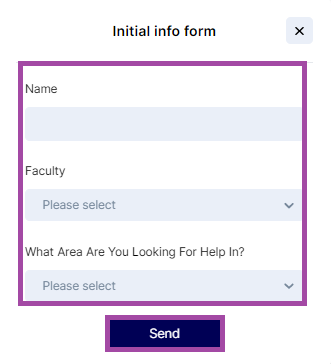 Screenshot of the display of the form (highlighted) before being transferred to a live person in the Wave Chatbot.