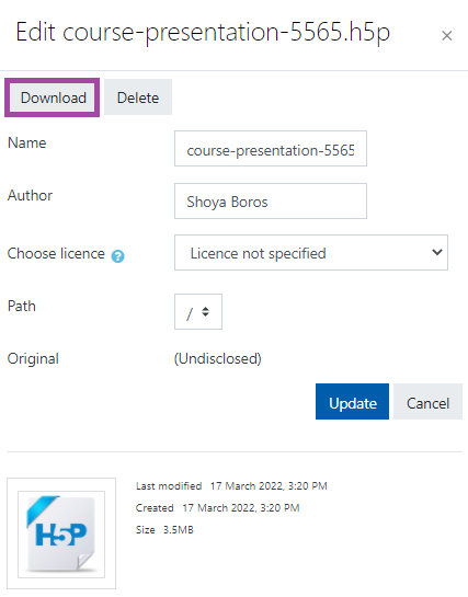 How to download an H5P object from a Moodle course – Digital Education Help