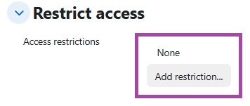 Screenshot of the ‘Add restriction’ button (highlighted).