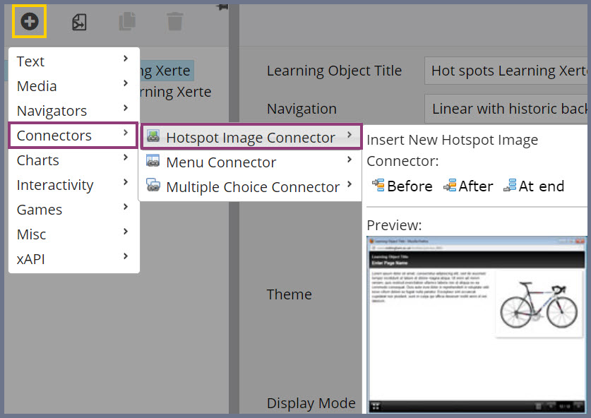 A screenshot of the Hotspot image connector in the drop down menu