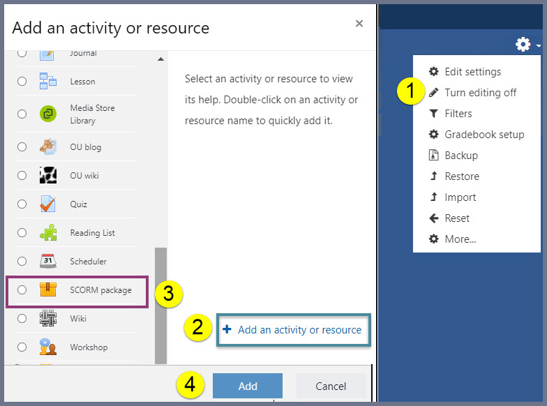 Adding a Xerte SCORM package to Moodle