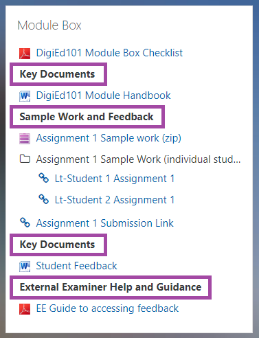 Screenshot of the display of the Label Texts (highlighted) within Module Boxes.