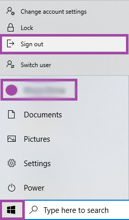 Screenshot of the display of the signing out process from a machine (highlighted).