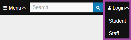 Screenshot of the display of the ‘Login’ drop-down menu (highlighted) on the UoP website.