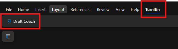 A screenshot of MS Word showing the top ribbon with Turnitin highlighted