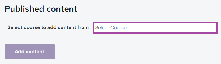 Screenshot of the course selection drop-down list (highlighted).