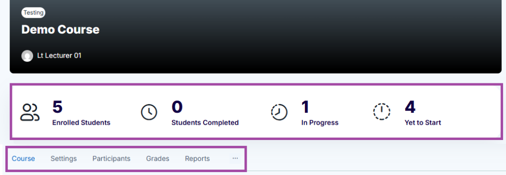 Screenshot of a course header (highlighted) on the Open Learning Platform.
