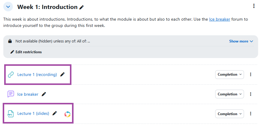 Screenshot of resources (highlighted).