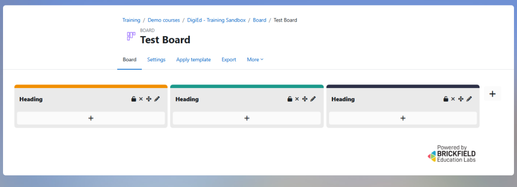 Screenshot of the Board within the DLE