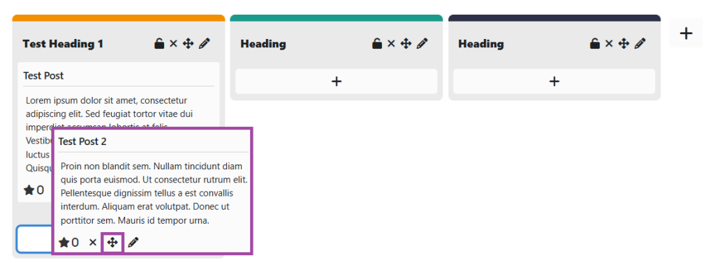 Screenshot showing the movement of post