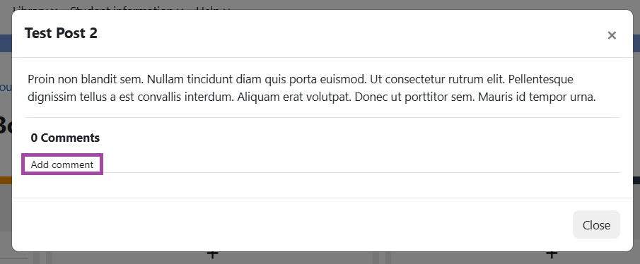 Screenshot of post with ‘add comment’ highlighted