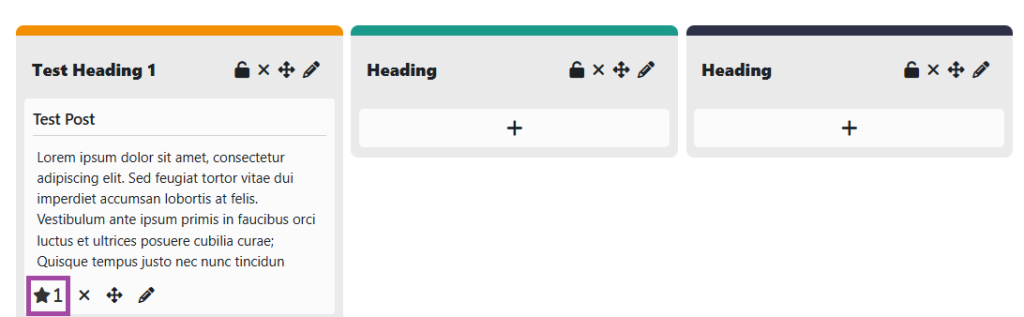 Screenshot of board displaying the rating star.