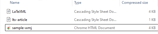 Contents of Zip folder containing 3 different files including the HTML document